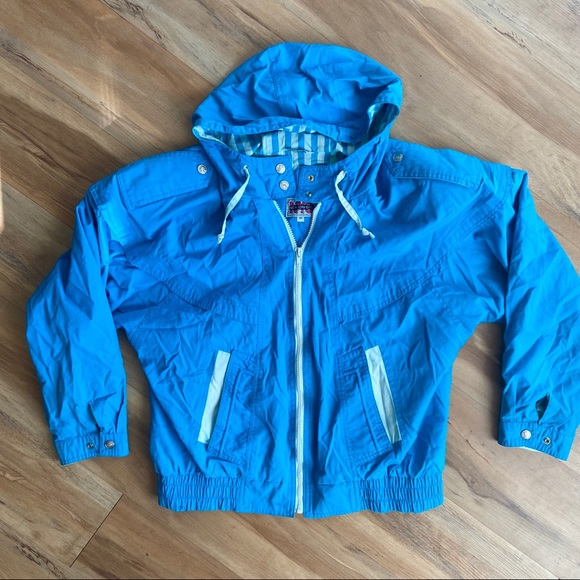 bright blue windbreaker
